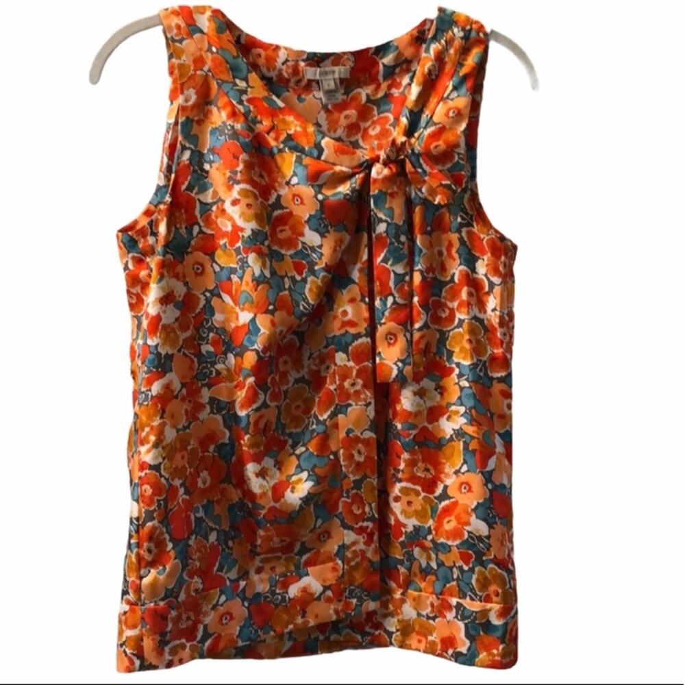 J. Crew floral Poppy sleeveless blouse tie